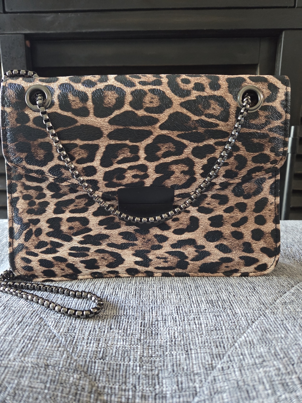Leopard Print Shoulder Bag Strap Clutch Purse